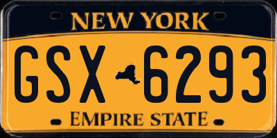 NY license plate GSX6293