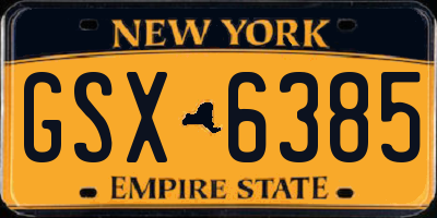 NY license plate GSX6385