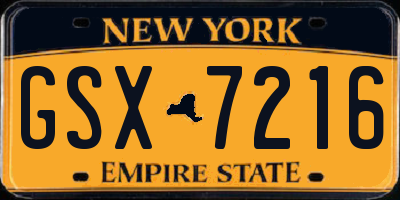 NY license plate GSX7216