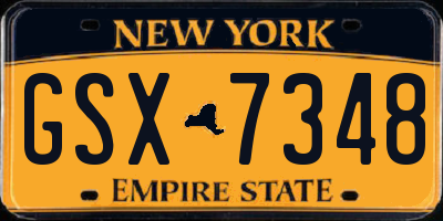 NY license plate GSX7348