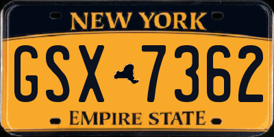 NY license plate GSX7362
