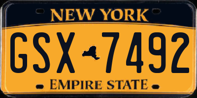 NY license plate GSX7492