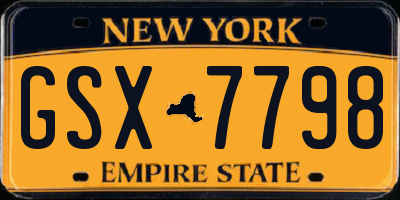 NY license plate GSX7798