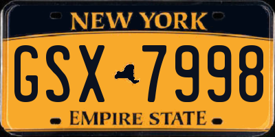 NY license plate GSX7998