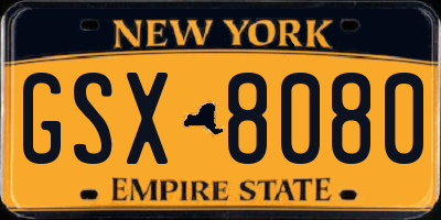 NY license plate GSX8080
