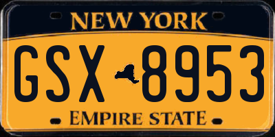 NY license plate GSX8953