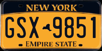 NY license plate GSX9851
