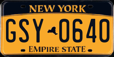 NY license plate GSY0640