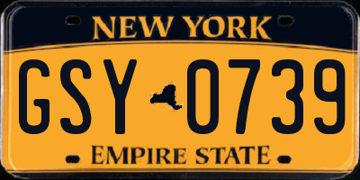 NY license plate GSY0739