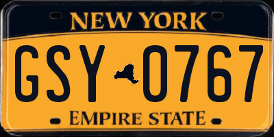 NY license plate GSY0767