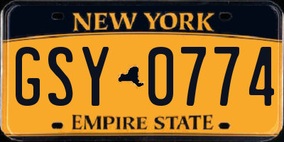 NY license plate GSY0774