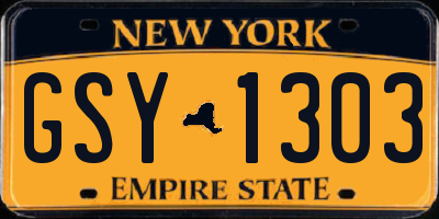 NY license plate GSY1303
