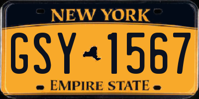 NY license plate GSY1567