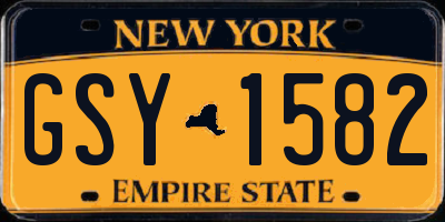NY license plate GSY1582