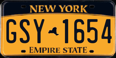 NY license plate GSY1654
