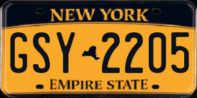 NY license plate GSY2205