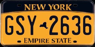 NY license plate GSY2636