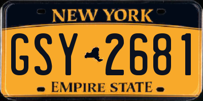 NY license plate GSY2681