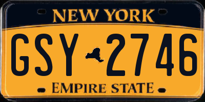 NY license plate GSY2746