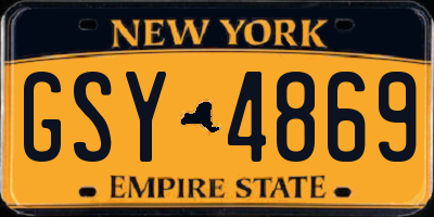 NY license plate GSY4869