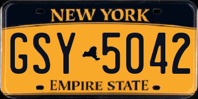 NY license plate GSY5042