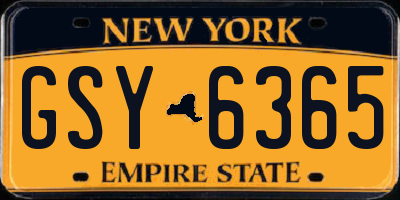 NY license plate GSY6365