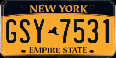 NY license plate GSY7531