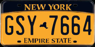 NY license plate GSY7664