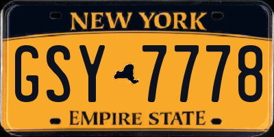 NY license plate GSY7778