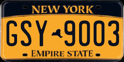 NY license plate GSY9003