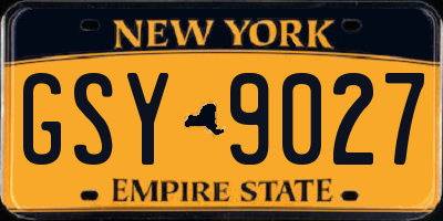 NY license plate GSY9027