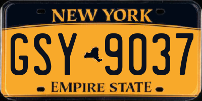 NY license plate GSY9037