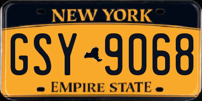 NY license plate GSY9068