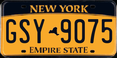 NY license plate GSY9075