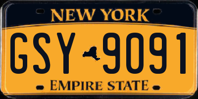 NY license plate GSY9091