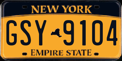 NY license plate GSY9104