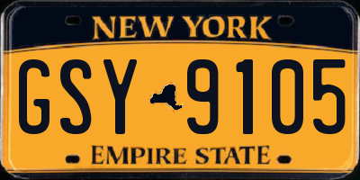 NY license plate GSY9105