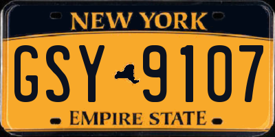 NY license plate GSY9107