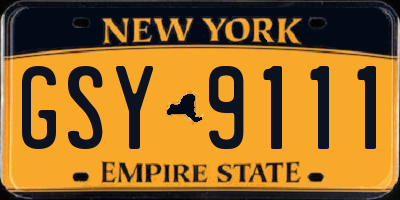 NY license plate GSY9111
