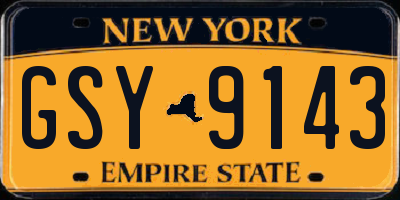 NY license plate GSY9143
