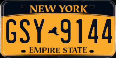 NY license plate GSY9144