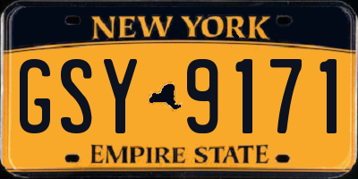 NY license plate GSY9171