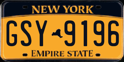 NY license plate GSY9196