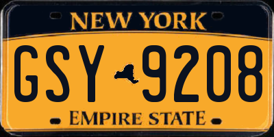 NY license plate GSY9208