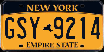 NY license plate GSY9214