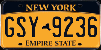 NY license plate GSY9236