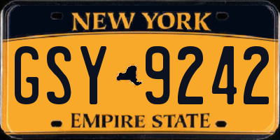NY license plate GSY9242