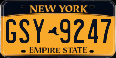 NY license plate GSY9247