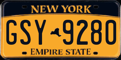 NY license plate GSY9280