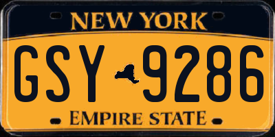 NY license plate GSY9286